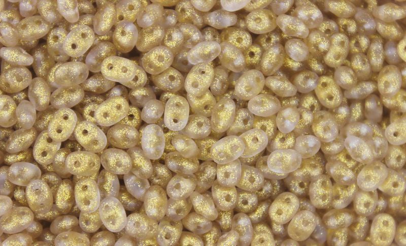 Superduo, Frozen Matte Golden Biege, 2-Hole Czech Glass Bead, 8 grams