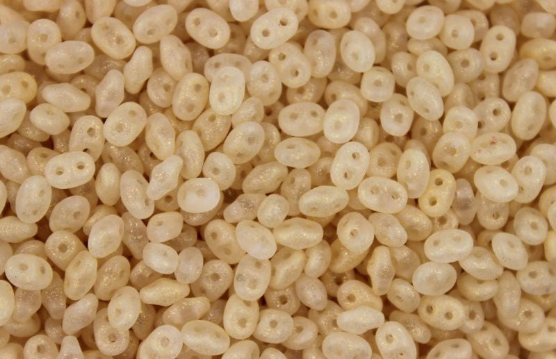 Superduo, Frozen Matte Biege, 2-Hole Czech Glass Bead, 8 grams
