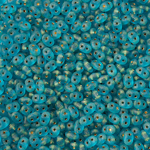 Superduo, Aqua Bronze Ice Lined, SD6002-85106, 8 grams