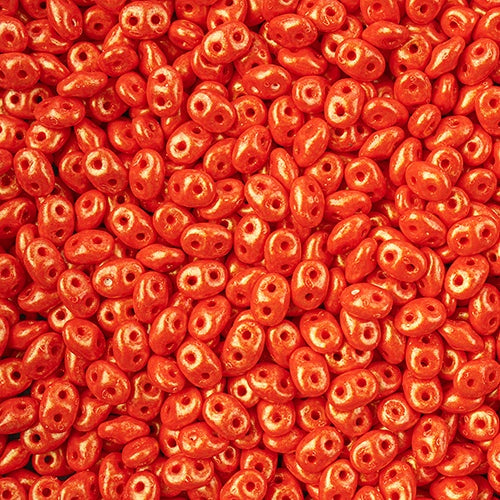 Superduo, Opaque Coral Red Stardust, SD9320-56952, 8 grams