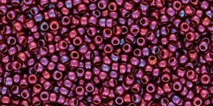 Toho 11/0 Round Japanese Seed Bead, #332F, Frosted Cranberry Gold Luster, 13 grams