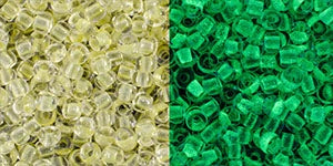 Toho 11/0 Round Japanese Seed Bead, #2721, Glow In The Dark - Yellow/Bright Green, 13 grams