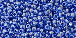 Toho 11/0 Round Japanese Seed Bead, TR11-1057, Inside Color Light Sapphire/Opaque Dk Blue Lined