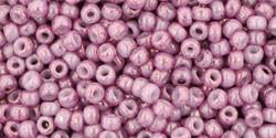 Toho 11/0 Round Japanese Seed Bead, TR11-1202, Marbled Opaque Pink/Pink