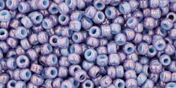 Toho 11/0 Round Japanese Seed Bead, TR11-1204, Marbled Opaque Light Blue/Amethyst