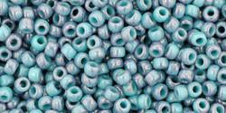 Toho 11/0 Round Japanese Seed Bead, TR11-1206, Marbled Opaque Turquoise/Amethyst