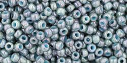 Toho 11/0 Round Japanese Seed Bead, TR11-1208, Marbled Opaque Blue