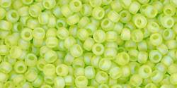 Toho 11/0 Round Japanese Seed Bead, TR11-164F, Transparent AB Frost Lime Green