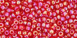 Toho 11/0 Round Japanese Seed Bead, TR11-165B, Transparent AB Siam Ruby