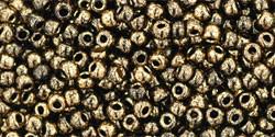 Toho 11/0 Round Japanese Seed Bead, TR11-1706, Gilded Marble Black, 13 grams