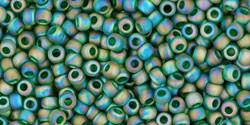 Toho 11/0 Round Japanese Seed Bead, TR11-179F, Matte AB Emerald