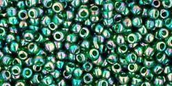 Toho 11/0 Round Japanese Seed Bead, TR11-179, Transparent AB Green Emerald