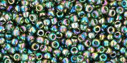 Toho 11/0 Round Japanese Seed Bead, TR11-180, Transparent AB Olivine