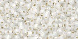 Toho 11/0 Round Japanese Seed Bead, TR11-2100, Silver Lined Milky White PermaFInish