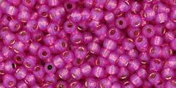 Toho 11/0 Round Japanese Seed Bead, TR11-2107PF, Silver Lined Hot Pink PermaFinish