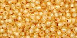 Toho 11/0 Round Japanese Seed Bead, TR11-2110, Silver Lined Milky Light Topaz