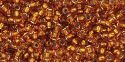 Toho 11/0 Round Japanese Seed Bead, TR11-2154S, Silver Lined Orange Amber