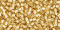 Toho 11/0 Round Japanese Seed Bead, TR11-22F, Silver Lined Frost Light Topaz