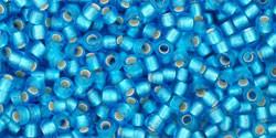 Toho 11/0 Round Japanese Seed Bead, TR11-23BF, Silver Lined Frost Dark Aquamarine