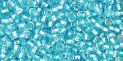 Toho 11/0 Round Japanese Seed Bead, TR11-23, Silver Lined Light Turquoise