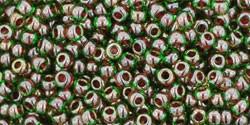 Toho 11/0 Round Japanese Seed Bead, TR11-250, Inside Color Peridot/Fuchsia Lined