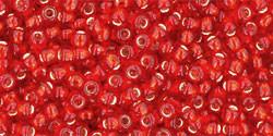 Toho 11/0 Round Japanese Seed Bead, TR11-25B, Silver Lined Siam Ruby