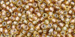 Toho 11/0 Round Japanese Seed Bead, TR11-279, Inside Color AB Light Topaz/Gray Lined