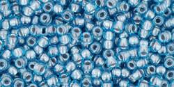 Toho 11/0 Round Japanese Seed Bead, TR11-285, Inside Color Aqua/Tin Lined