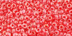 Toho 11/0 Round Japanese Seed Bead, TR11-341, Inside Color Crystal/Tomato Lined