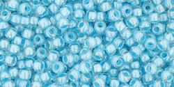 Toho 11/0 Round Japanese Seed Bead, TR11-351, Inside Color Crystal/Opaque Blue Lined