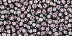 Toho 11/0 Round Japanese Seed Bead, TR11-367, Inside Color Luster Black Diamond/Pink Lined