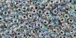 Toho 11/0 Round Japanese Seed Bead, TR11-783, Inside Color AB Crystal/Opaque Gray Lined