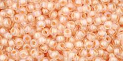 Toho 11/0 Round Japanese Seed Bead, TR11-794, Inside Color AB Crystal/Apricot Lined
