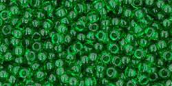 Toho 11/0 Round Japanese Seed Bead, TR11-7B, Transparent Grass Green