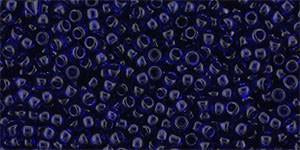 Toho 11/0 Round Japanese Seed Bead, TR11-8D, Transparent Dk Cobalt