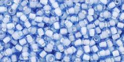 Toho 11/0 Round Japanese Seed Bead, TR11-933, Inside Color Light Sapphire/White Lined