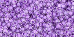 Toho 11/0 Round Japanese Seed Bead, TR11-935, Inside Color Crystal/Purple Lined