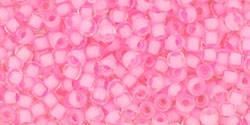 Toho 11/0 Round Japanese Seed Bead, TR11-969, Inside Color Crystal/Neon Carnation Lined