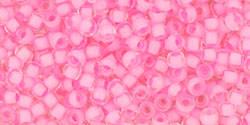 Toho 11/0 Round Japanese Seed Bead, TR11-969, Inside Color Crystal/Neon Carnation Lined
