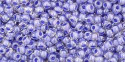 Toho 11/0 Round Japanese Seed Bead, TR11-988, Inside Color Crystal/Purple Lined
