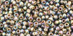 Toho 11/0 Round Japanese Seed Bead, TR11-999, Gilt Lined AB Black Diamond