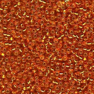 Miyuki 11 Round Seed Bead, 11-7, Silver Lined Medium Orange, 13 grams