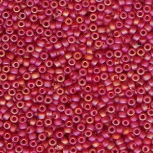 Miyuki 11 Round Seed Bead, 11-140FR, Matte Transparent Red Orange AB, 13 grams