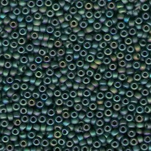 Miyuki 11 Round Seed Bead, 11-156FR, Transparent Dark Emerald AB, 13 grams