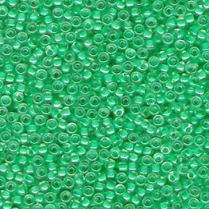 Miyuki 11 Round Seed Bead, 11-219, Dark Mint Green Lined Crystal, 13 grams