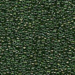 Miyuki 11 Round Seed Bead, 11-229, Olive Lined Crystal, 13 grams