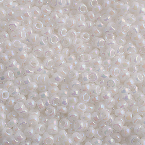 Miyuki 11 Round Seed Bead, 11-471, White Pearl AB, 13 grams