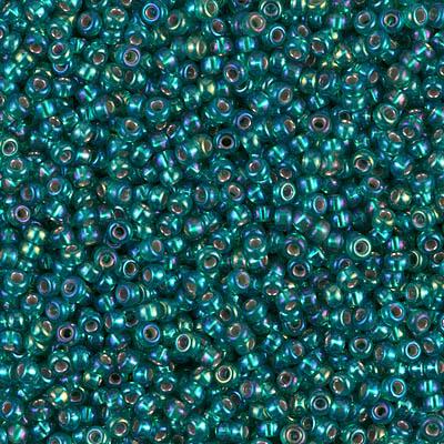Miyuki 11 Round Seed Bead, 11-1017, Silver Lined Emerald AB, 13 grams