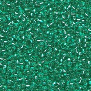 Miyuki 11 Round Seed Bead, 11-1334, Dyed Silver Lined Dark Aqua, 13 grams