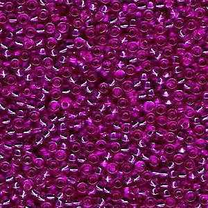 Miyuki 11 Round Seed Bead, 11-1340, Dyed Silver Lined Fuchsia, 13 grams